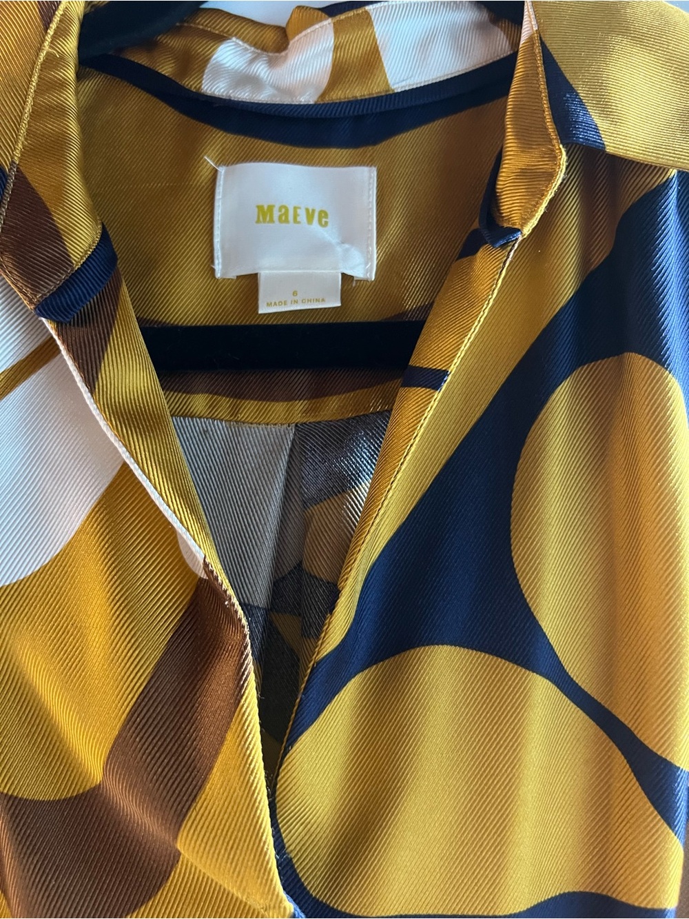 SALE!! Maeve Anthropology Navy and Mustard Floral Button Front Midi Dress Size 6 - Picture 2 of 10